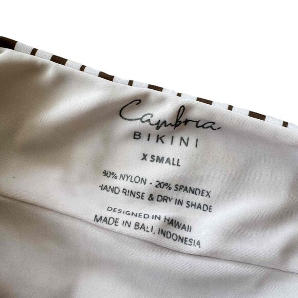 Cambria Hawaii Bikini Bottom XS High Waist Striped Brown White Extra Small - Picture 3 of 5